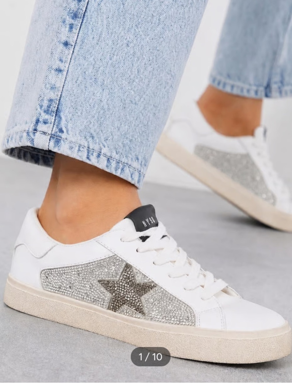 New with tags. Steve Madden white sneakers with crystal star and accents
